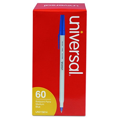 Universal 15614 Economy Ballpoint Stick Oil-Based Pen, Blue Ink, Medium (Pack of 60)